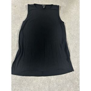 Eileen Fisher Small‎ Black Split Hem Tencel Lyocell Knit Flowy Tank Top Soft